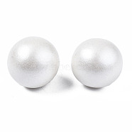 Painted Round Schima Wood Earrings for Girl Women, Stud Earrings with 316 Surgical Stainless Steel Pins, White, 15mm, Pin: 0.7mm(EJEW-T017-01H)