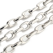 Alloy Teardrop Link Chains, Unwelded, with Spool, Real Platinum Plated, 20.6x7.2x2.4mm, about 3.28 Feet(1m)/Roll(LCHA-K001-02P)