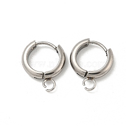 Tarnish Resistant 201 Stainless Steel Huggie Hoop Earring Findings, with Horizontal Loop and 316 Surgical Stainless Steel Pin, Stainless Steel Color, 11x3mm, Hole: 2.5mm, Pin: 1mm(STAS-P283-01X-P)