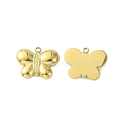 304 Stainless Steel Pendants, Butterfly Charms, Real 14K Gold Plated, 12x15x2.7mm, Hole: 1.4mm(STAS-L269-030G)