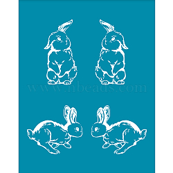 Silk Screen Printing Stencil, for Painting on Wood, DIY Decoration T-Shirt Fabric, Rabbit Pattern, 100x127mm(DIY-WH0341-070)