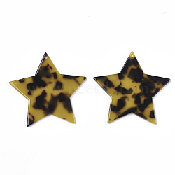 Cellulose Acetate(Resin) Pendants, Star, Light Khaki, 43.5x45.5x2.5mm, Hole: 1.2mm(KY-S157-10B)