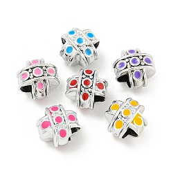 CCB Plastic European Beads, Large Hole Beads, with Enamel, Cross, Mixed Color, 11x11x9mm, Hole: 4.2mm(CCB-A002-05)