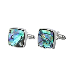 Abalone Cufflinks , Shell Cufflinks for Men, Square, 17x17mm(PW-WG34911-07)