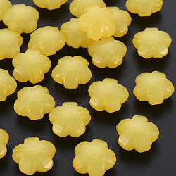 Imitation Jelly Acrylic Beads, Flower, Faceted, Gold, 17x17.5x10mm, Hole: 2mm, about 340pcs/500g(MACR-S373-87-E07)