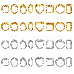 SUPERFINDINGS 32Pcs 16 Style Brass Sew on Prong Settings, Filigree Open Back Claw Settings for Pointed Back Rhinestone, Mixed Shapes, Platinum & Golden, Tray: 5~11mm, 6~11.5x6~12x5~6mm, Hole: 0.8mm, 2pcs/style(KK-FH0006-92)