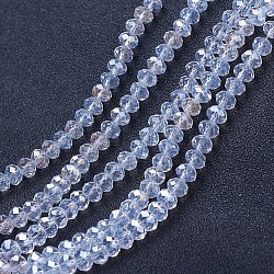 Electroplate Glass Beads Strands, AB Color Plated, Faceted, Rondelle, Clear AB, 8x6mm, Hole: 1mm, about 72pcs/strand, 16.14 inch(41cm)(X-EGLA-A034-T8mm-B02)
