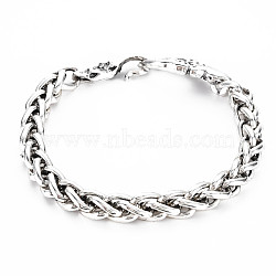 Men's Alloy Wheat Chain Bracelets, Crab, Antique Silver, Inner Diameter: 2-3/8 inch(6cm)(BJEW-N015-002)