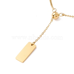 Ion Plating(IP) 304 Stainless Steel Ball with Rectangle Pendant Necklace for Women, Golden, 16.9 inch(43cm)(NJEW-P262-12G)