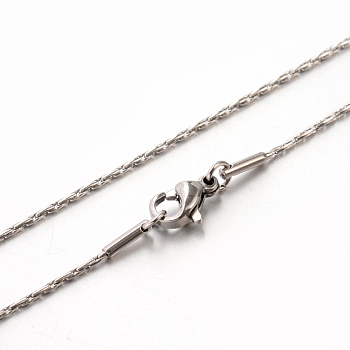 304 Stainless Steel Coreana Chain Necklaces, with Lobster Claw Clasps, Stainless Steel Color, 17.7 inch(45cm), 1mm