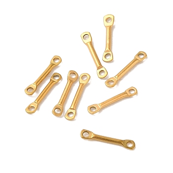 Ion Plating(IP) 304 Stainless Steel Connector Charms, Bar Links, Real 18K Gold Plated, 10x2x1mm, Hole: 1mm