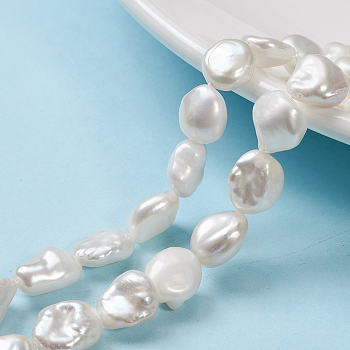 Natural Baroque Pearl Keshi Pearl Beads Strands, Cultured Freshwater Pearl, Nuggets, Floral White, 8~23x8~15x5~12mm, Hole: 0.2mm, about 28pcs/strand, 14.96 inch(38cm)