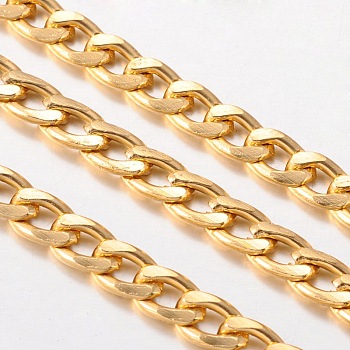 Aluminum Twisted Chains Curb Chains, Unwelded, Lead Free and Nickel Free, Oxidated in Gold, Size: about Chain: 9mm long, 5mm wide, 1.5mm thick