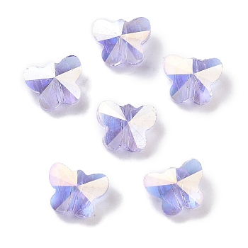 Electroplate Glass Beads, AB Color Plated, Butterfly, Faceted, Lilac, 8x10x6mm, Hole: 1mm, 100pcs/set