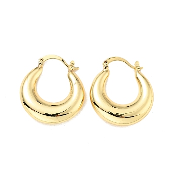 Rack Plating Brass Chunky Hoop Earrings for Women, Cadmium Free & Lead Free, Real 18K Gold Plated, 28.5x25x5.8mm, Pin: 0.5x1.8mm