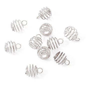 Iron Wire Pendants, Hollow, Round, Platinum, 9x8mm, Hole: 3mm