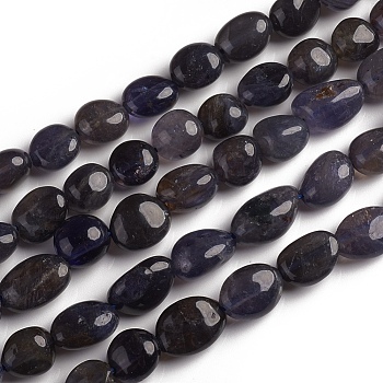 Natural Iolite Beads Strands, Tumbled Stone, Nuggets, 10~15x7.5~11.5x7.5~12.5mm, Hole: 1mm, about 36pcs/Strand, 15.67 inch(39.8 cm)