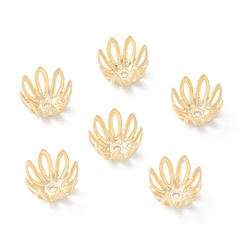 304 Stainless Steel Bead Caps, Hollow, Multi-Petal, Flower, Golden, 11x7.3mm, Hole: 1.2mm