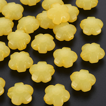 Imitation Jelly Acrylic Beads, Flower, Faceted, Gold, 17x17.5x10mm, Hole: 2mm, about 340pcs/500g
