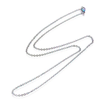 Ion Plating(IP) 304 Stainless Steel Cross Chain Necklaces, with Lobster Claw Clasps, Rainbow Color, 23.6 inch(60cm), 2mm