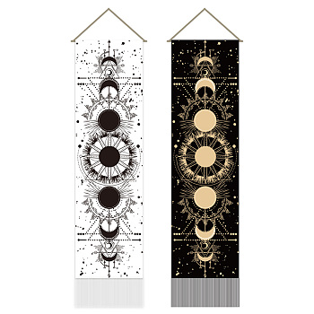 Polyester Wall Hanging Tapestry, for Bedroom Living Room Decoration, Rectangle, Moon, 1160x330mm, 2pcs/set