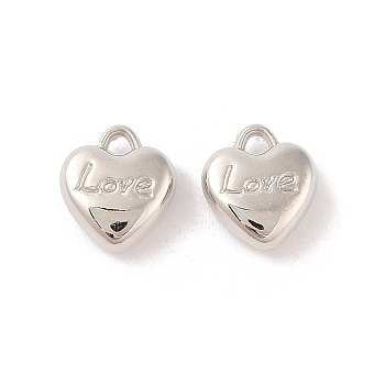 CCB Plastic Pendants, Heart with word Love, Platinum, 13x11.5x5mm, Hole: 1.5x2mm