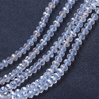 Electroplate Glass Beads Strands, AB Color Plated, Faceted, Rondelle, Clear AB, 8x6mm, Hole: 1mm, about 72pcs/strand, 16.14 inch(41cm)