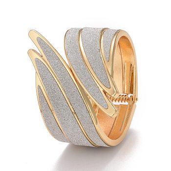 Sparkling Wing Wrap Cuff Bangle, Chunky Wide Hinged Open  Bangle for Women, Light Gold, Silver, Inner Diameter: 2x2-3/8 inch(5.1x5.9cm)