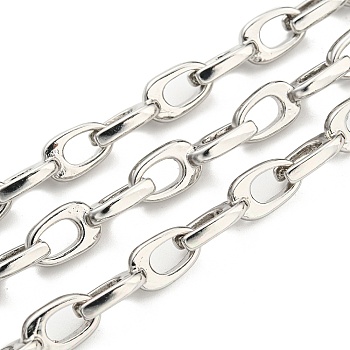 Alloy Teardrop Link Chains, Unwelded, with Spool, Real Platinum Plated, 20.6x7.2x2.4mm, about 3.28 Feet(1m)/Roll