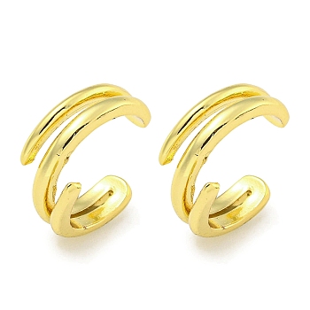 Brass Cuff Earrings, Real 18K Gold Plated, 14x6.5mm