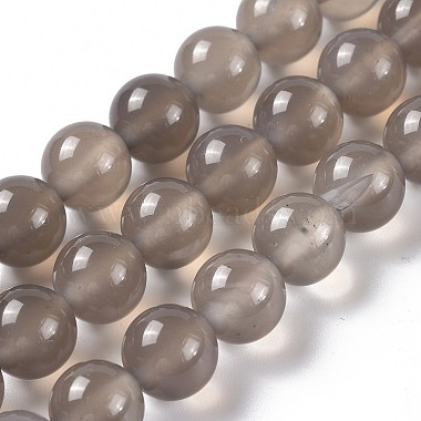 8mm Gainsboro Round Grey Agate Beads