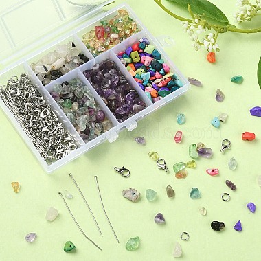 DIY Gemstone Keychain Making Kit, Including Natural & Synthetic Mixed Stone  Chips & Glass Beads, Alloy Clasps, 304 Stainless Steel Flat Head Pins