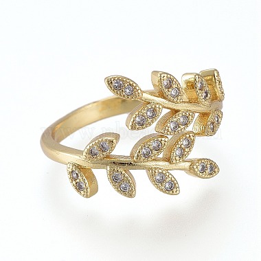Brass Micro Pave Clear Cubic Zirconia Cuff Rings(X-RJEW-K232-06G)-2
