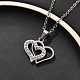 304 Stainless Steel Crystal Rhinestone Heart Pendant Cable Chain Necklaces for Women(NJEW-Z056-01B-P)-2