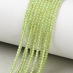 Natural Peridot Beads Strands, Faceted, Round, 2~2.5mm, Hole: 0.5mm, about 195pcs/strand, 15.35''(39cm)(G-P603-C-2mm-01)