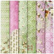 12 Sheets 12 Styles Scrapbooking Paper Pads, Decorative Craft Paper Pad, None Self-Adhesive, Flower, 153x153x0.1mm, 1 Sheet/style(DIY-C079-01F)