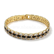 Rack Plating Brass Micro Pave Cubic Zirconia Rectangle Link Chain Bracelets, Tennis Bracelet, Long-Lasting Plated, Cadmium Free & Lead Free, Real 18K Gold Plated, 7-5/8 inch(19.3cm)(BJEW-Q771-06G-01)