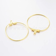 Rack Plating Brass Ring Hoop Earrings, Golden, 21 Gauge, 30x25~26mm, Hole: 1mm, Pin: 0.7mm(KK-L125-01G)