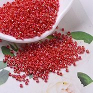 MIYUKI Delica Beads, Cylinder, Japanese Seed Beads, 11/0, (DB0159) Opaque Vermillion Red AB, 1.3x1.6mm, Hole: 0.8mm, about 2000pcs/10g(X-SEED-J020-DB0159)