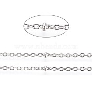 304 Stainless Steel Cable Chain, Satellite Chains, Soldered, with Rondelle Beads and Card Paper, Stainless Steel Color, Links: 2x2x0.4mm, Beads: 2x1mm, about 32.8 Feet(10m)/card(CHS-L024-019P)