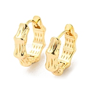 Bamboo Brass Hoop Earrings, Real 18K Gold Plated, 14x4x10mm(EJEW-Q792-01G)