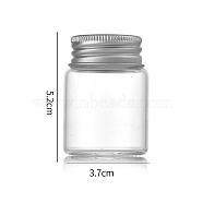 Clear Glass Bottles Bead Containers, Screw Top Bead Storage Tubes with Aluminum Cap, Column, Silver, 3.7x5cm, Capacity: 30ml(1.01fl. oz)(CON-WH0085-76B-01)
