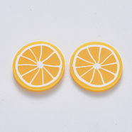 Handmade Polymer Clay Cabochons, Lemon, Orange, 19~20.5x2~2.5mm(X-CLAY-R084-08A)