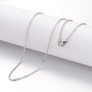 304 Stainless Steel Necklace, Cable Chains, with Lobster Clasps, Stainless Steel Color, 17.72 inch(450mm), 2mm(MAK-K004-14P)