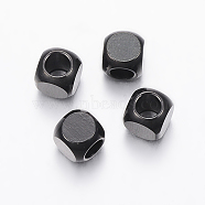 304 Stainless Steel Beads, Cube, Electrophoresis Black, 4x4x4mm, Hole: 2.5mm(STAS-F136-01B-4x4mm)