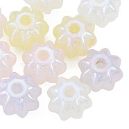 Rainbow Iridescent Plating Acrylic Beads, Glitter Beads, Flower, Mixed Color, 18.5x18.5x14mm, Hole: 3.5mm(OACR-N010-074)