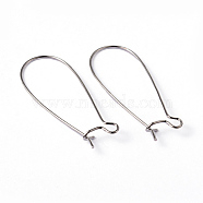 Brass Hoop Earrings Findings Kidney Ear Wires, Lead Free, Cadmium Free and Nickel Free, Platinum, 20~21 Gauge, 33x14x0.7~0.8mm(EC221)