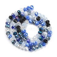 Electroplate Glass Beads Strands, Faceted, Rondelle, Blue, 5.5~6x5mm, Hole: 1mm, about 90~92pcs/strand, 16.54 inch~16.93 inch(42~43cm)(EGLA-YW0002-D02)