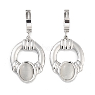 Ring 304 Stainless Steel Dangle Earrings, Cat Eye Hoop Earrings for Women, Stainless Steel Color, 42x20mm(EJEW-L283-083P)