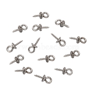 304 Stainless Steel Screw Eye Pin Peg Bails, For Half Drilled Beads, Stainless Steel Color, 10.5x4mm, Hole: 2mm, Pin: 1.5mm(STAS-E076-05)